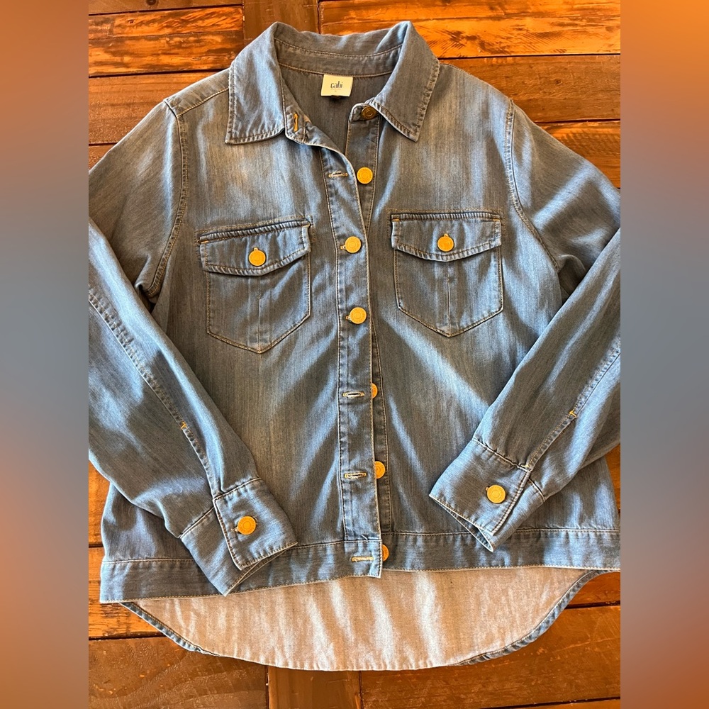 CAbi #6255 Keep Jacket Blue Denim Button Up Western Jean Jacket Size Medium